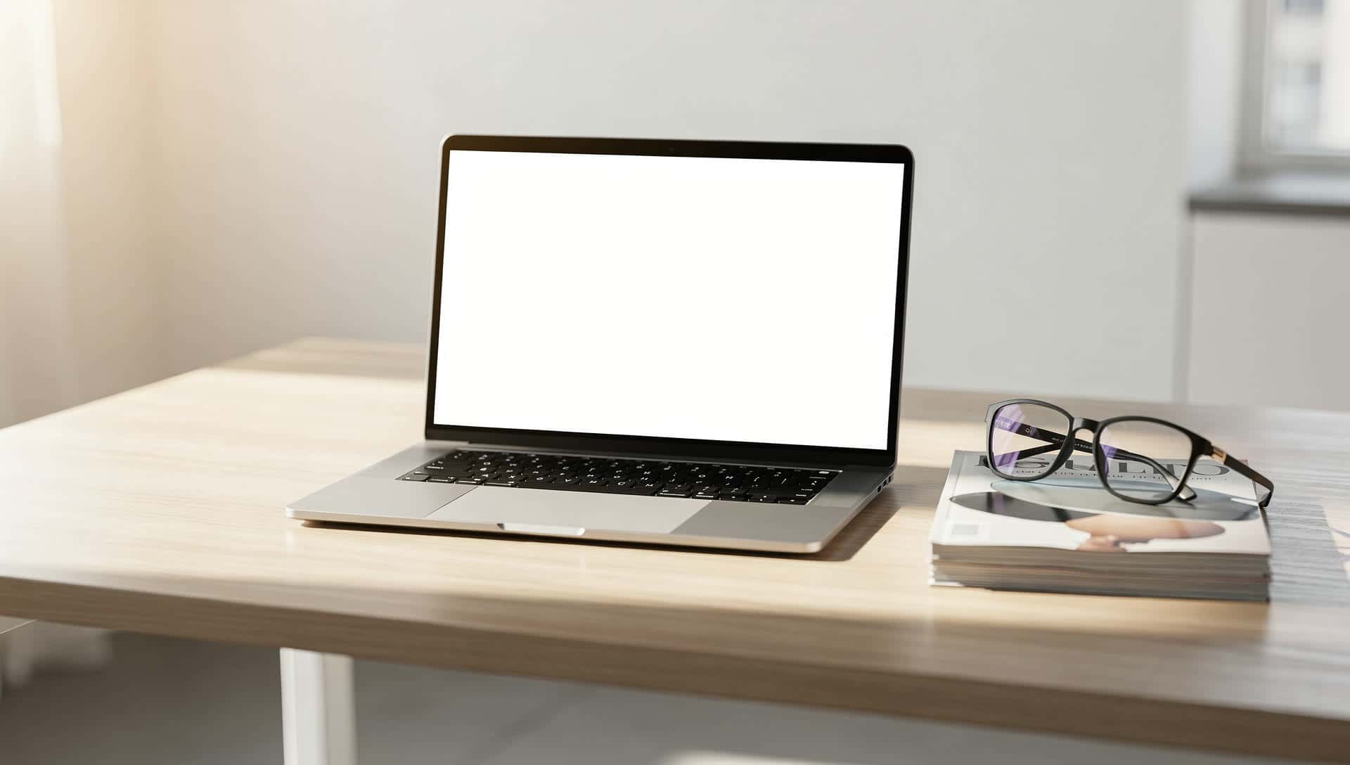 A modern desk with a laptop and payments industry reading material