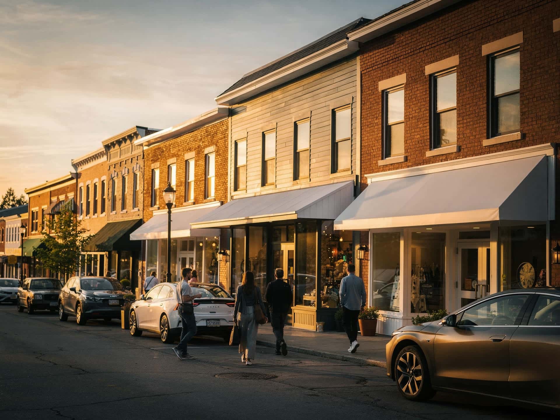 Downtown West Broadway storefronts in Derry New Hampshire
