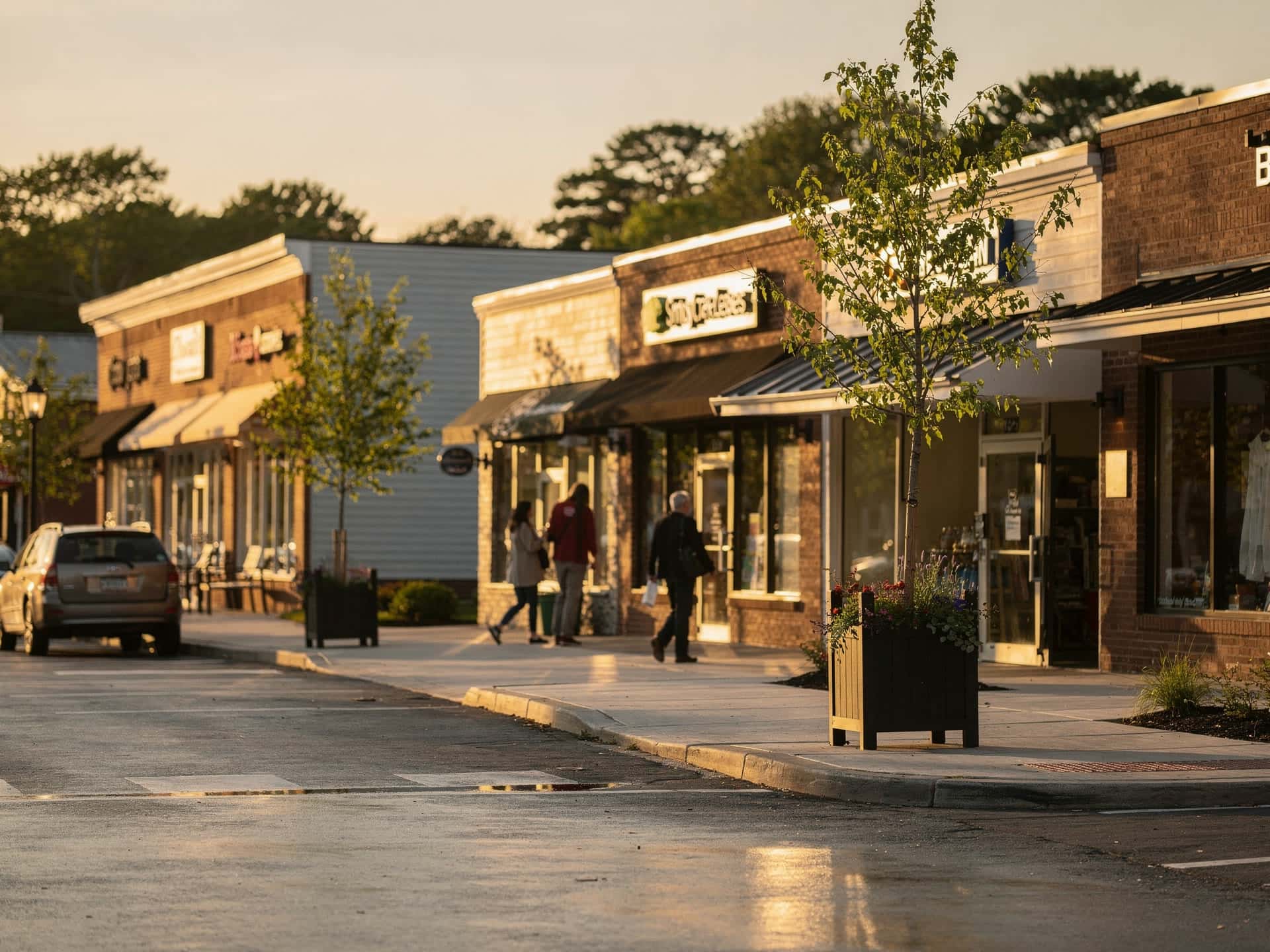 A neighborhood shopping plaza along Lakeview Avenue in Dracut Massachusetts