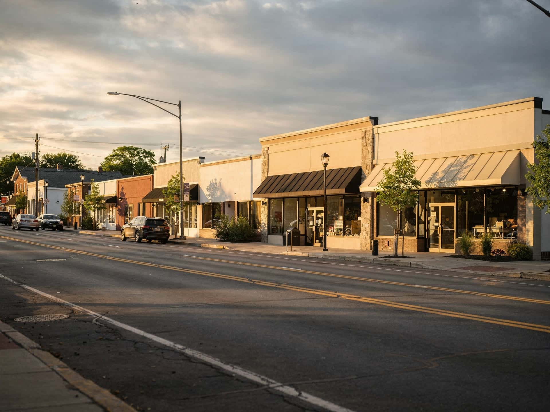 Roadside retail and service businesses along Route 38 in Tewksbury Massachusetts